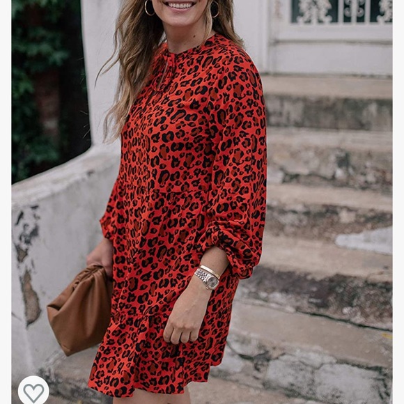 Fiery Orange Leopard Print tunic dress - Picture 2 of 2